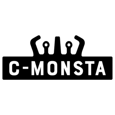 C monsta the surf hangers black logo with white writing