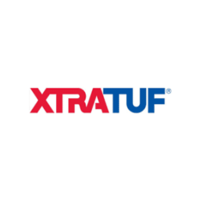Xtratuf logo laid out in red and blue
